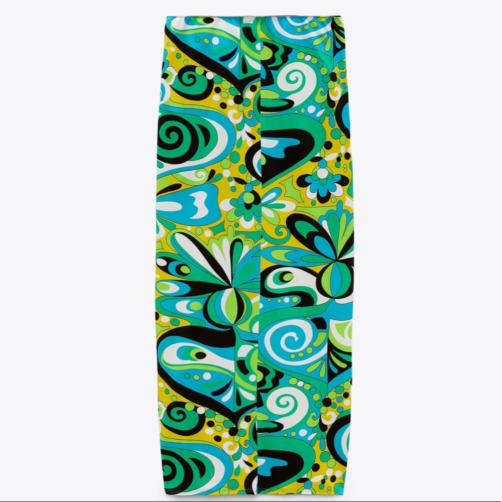 ZARA BNWT Draped Printed Skirt with Elastic Waistband - Picture 7 of 7